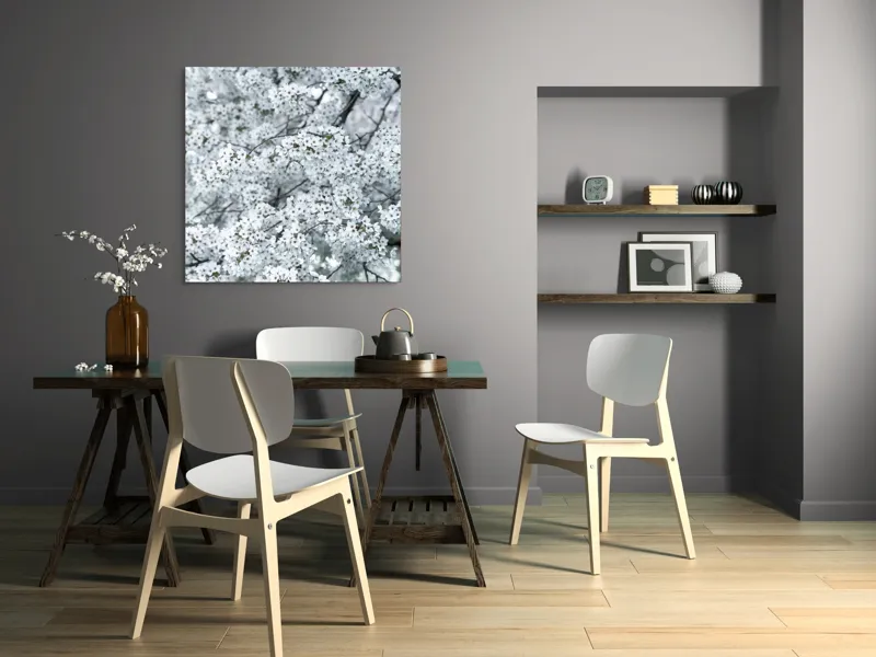 Tablou Canvas, "Primăvara în floare albăstruie", Flori, Albe, Delicate, Primăvară, Abundență, Frumusețe, Naturalețe, Puritate, Prospețime, Vitalitate, 100 x 100 cm – poza 6