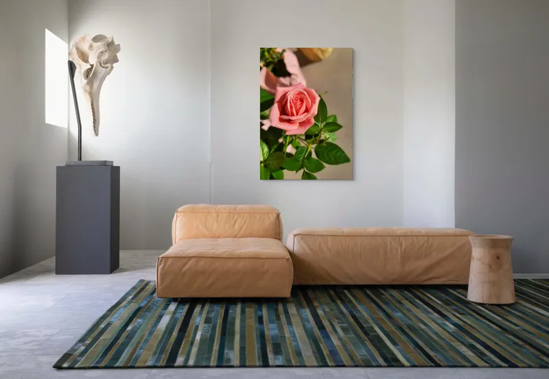 Tablou Canvas, "Trandafirul culorilor delicate ale iubirii", Frumusețe, Delicatețe, Roz, Petale, Frunză, Natură, Prospețime, Grădină, Eleganță, Simplitate, 70 x 100 cm – poza 7