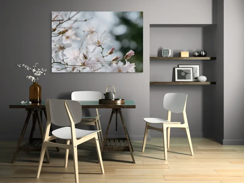 Tablou Canvas, "Flori albe sub cer senin", Delicatețe, Floare, Primăvară, Muguri, Natură, Renaștere, Frumusețe, Harmony, Luminozitate, Calmitate, 150 x 100 cm – poza 5