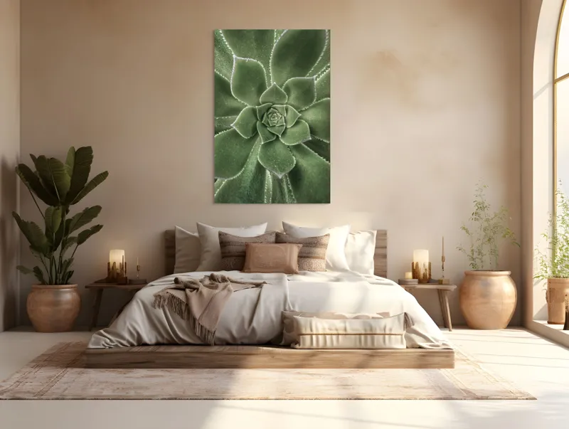 Tablou Canvas, "Simetria perfectă a naturii verzi", Verde, Simetrie, Natură, Frumusețe, Geometrie, Textură, Delicatețe, Prospețime, 100 x 150 cm – poza 3