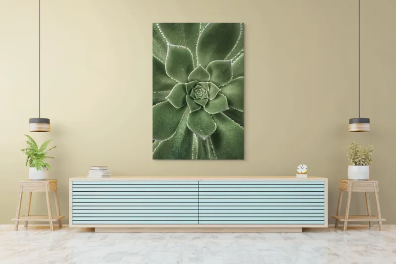 Tablou Canvas, "Simetria perfectă a naturii verzi", Verde, Simetrie, Natură, Frumusețe, Geometrie, Textură, Delicatețe, Prospețime, 100 x 150 cm – poza 4
