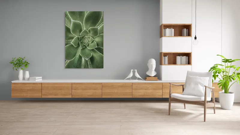 Tablou Canvas, "Simetria perfectă a naturii verzi", Verde, Simetrie, Natură, Frumusețe, Geometrie, Textură, Delicatețe, Prospețime, 100 x 150 cm – poza 8