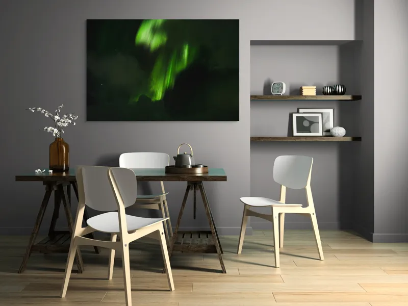 Tablou Canvas, "Văluri de lumină în dans ceresc", Aurora, Verde, Cer, Noapte, Mister, Magie, Lumină, Fenomen, Natură, Splendoare, 150 x 100 cm – poza 5