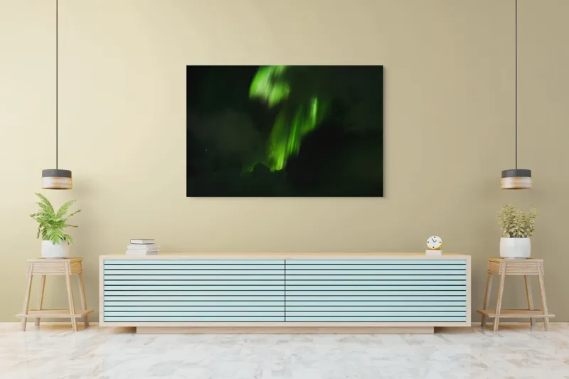 Tablou Canvas, "Văluri de lumină în dans ceresc", Aurora, Verde, Cer, Noapte, Mister, Magie, Lumină, Fenomen, Natură, Splendoare, 150 x 100 cm – poza 6