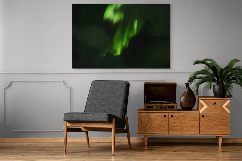 Tablou Canvas, "Văluri de lumină în dans ceresc", Aurora, Verde, Cer, Noapte, Mister, Magie, Lumină, Fenomen, Natură, Splendoare, 150 x 100 cm – poza 8