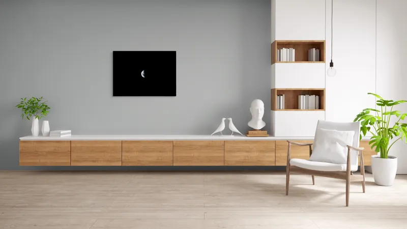 Tablou Canvas, "Misterul jumătății de lună în noapte", Mister, Taină, Lumină, Umbre, Pământ, Liniște, Ceață, Infinit, Răceală, Cer, Solitudine, Infinit., 100 x 70 cm – poza 6