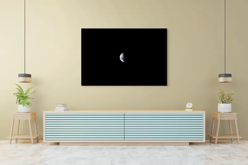 Tablou Canvas, "Misterul jumătății de lună în noapte", Mister, Taină, Lumină, Umbre, Pământ, Liniște, Ceață, Infinit, Răceală, Cer, Solitudine, Infinit., 150 x 100 cm – poza 6