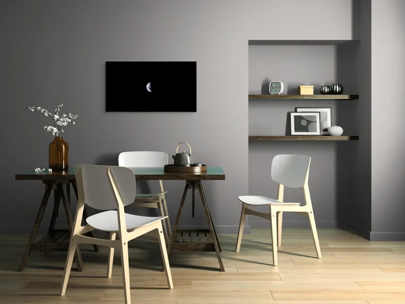 Tablou Canvas, "Misterul jumătății de lună în noapte", Mister, Taină, Lumină, Umbre, Pământ, Liniște, Ceață, Infinit, Răceală, Cer, Solitudine, Infinit., 90 x 50 cm – poza 3