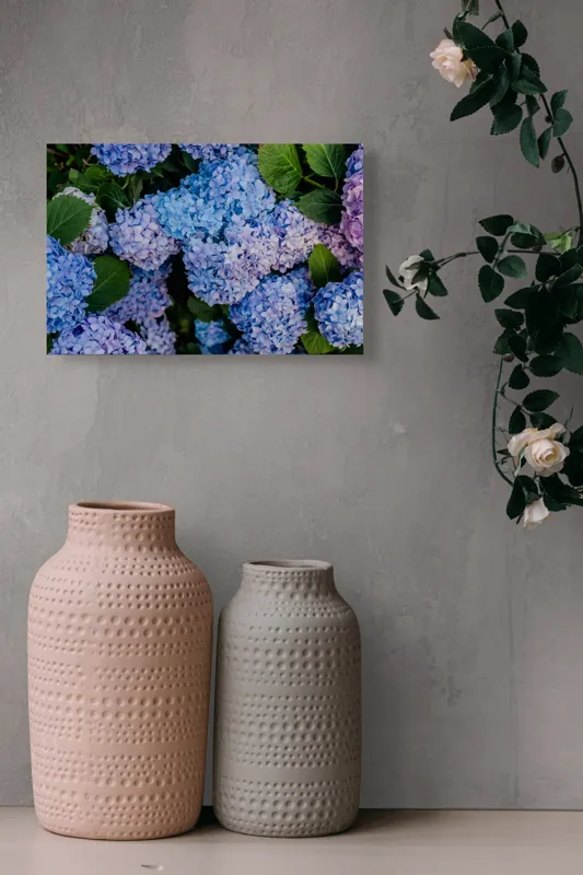 Tablou Canvas, "Hortensii albastre și frunze verzi", Nu știu cine sunt în această imagine., 39 x 26 cm – poza 4