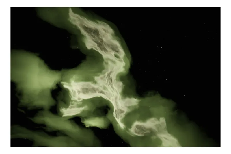 Tablou Canvas, "Vârtejul Luminilor Nordului Fascinante", Auroră, Verde, Noapte, Cer, Spectacol, Lumină, Mister, Univers, Natură, Fenomen., 39 x 26 cm