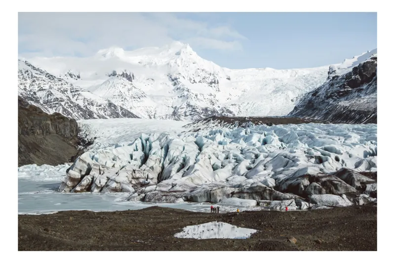 Tablou Canvas, "Peisaj înghețat sub cer albastru", Glaciar, Munți, Gheață, Peisaj, Natură, Cer, Aventură, Înghețat, Magnific, Liniște, 100 x 100 cm