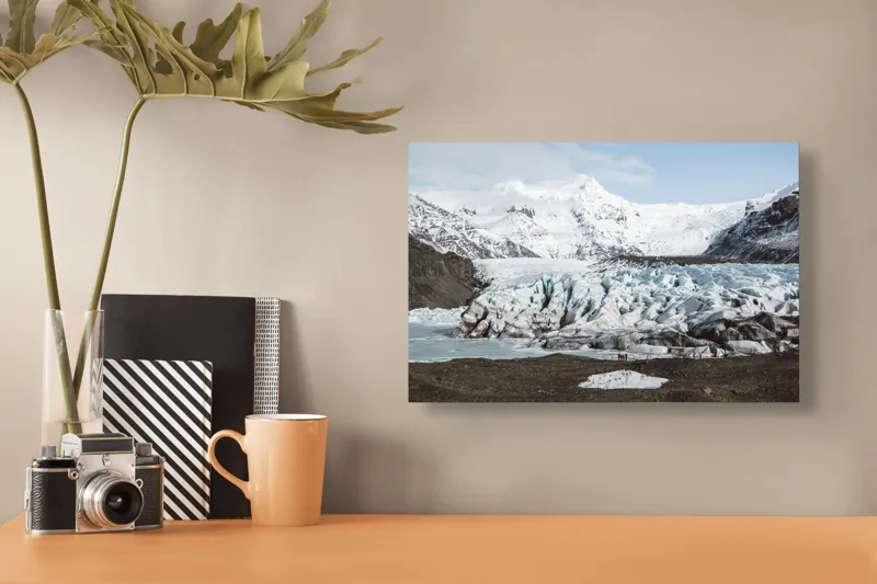 Tablou Canvas, "Peisaj înghețat sub cer albastru", Glaciar, Munți, Gheață, Peisaj, Natură, Cer, Aventură, Înghețat, Magnific, Liniște, 39 x 26 cm – poza 3