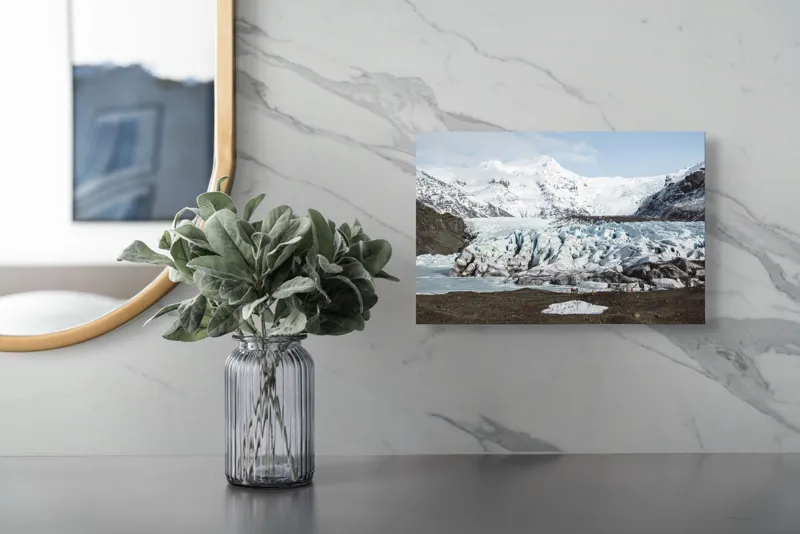 Tablou Canvas, "Peisaj înghețat sub cer albastru", Glaciar, Munți, Gheață, Peisaj, Natură, Cer, Aventură, Înghețat, Magnific, Liniște, 39 x 26 cm – poza 5