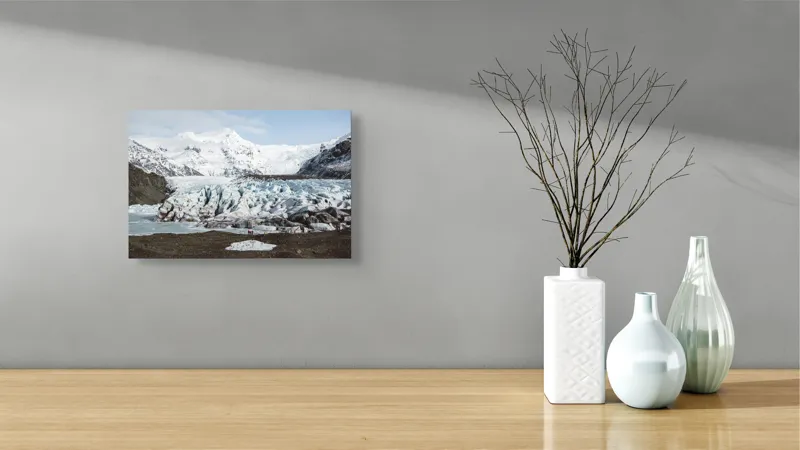 Tablou Canvas, "Peisaj înghețat sub cer albastru", Glaciar, Munți, Gheață, Peisaj, Natură, Cer, Aventură, Înghețat, Magnific, Liniște, 39 x 26 cm – poza 8