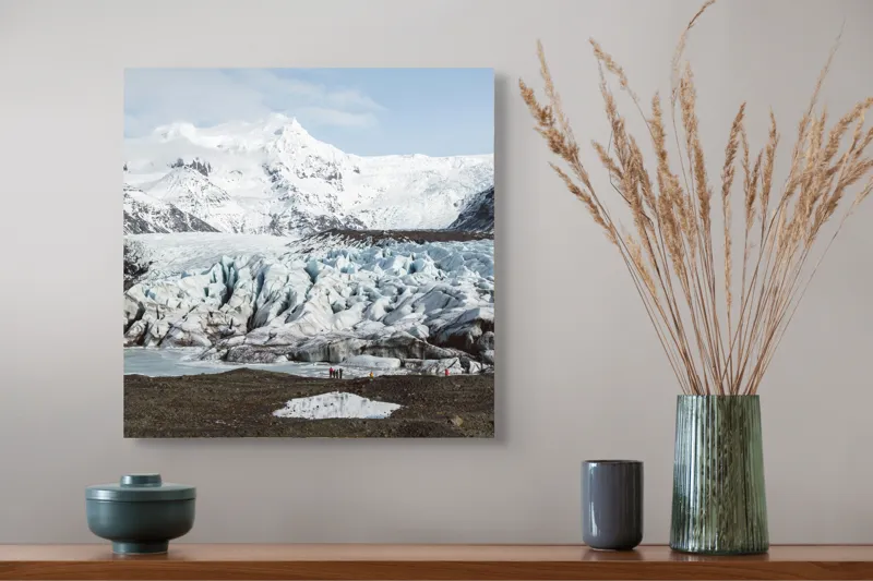 Tablou Canvas, "Peisaj înghețat sub cer albastru", Glaciar, Munți, Gheață, Peisaj, Natură, Cer, Aventură, Înghețat, Magnific, Liniște, 50 x 50 cm – poza 4