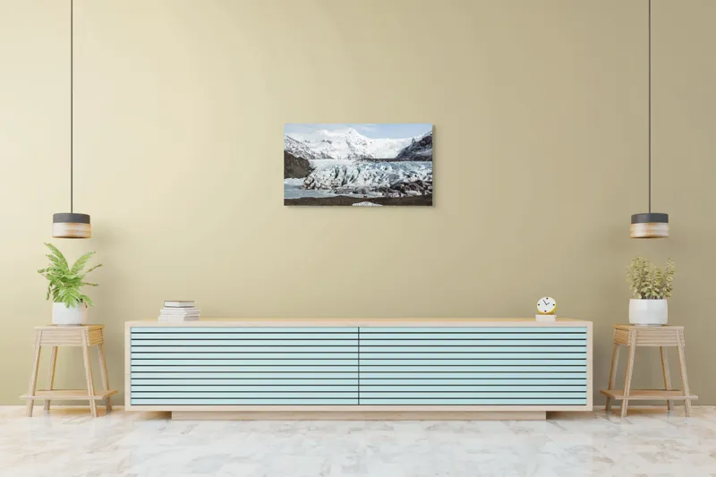 Tablou Canvas, "Peisaj înghețat sub cer albastru", Glaciar, Munți, Gheață, Peisaj, Natură, Cer, Aventură, Înghețat, Magnific, Liniște, 90 x 50 cm – poza 5