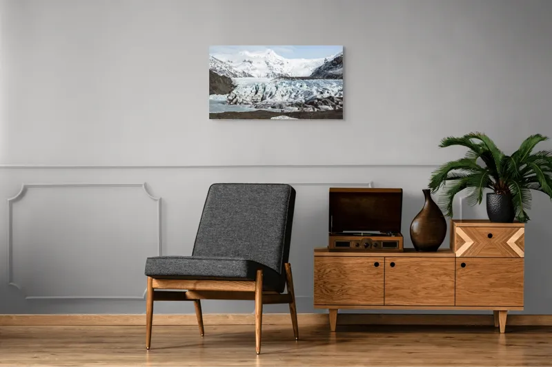Tablou Canvas, "Peisaj înghețat sub cer albastru", Glaciar, Munți, Gheață, Peisaj, Natură, Cer, Aventură, Înghețat, Magnific, Liniște, 90 x 50 cm – poza 6