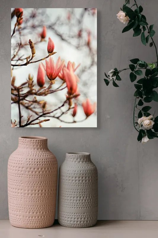 Tablou Canvas, "Muguri de magnolie în lumină blândă", Flori, Roz, Ramuri, Primavara, Boboci, Natura, Fragilitate, Lumina, Frumusete, Delicatete, 39 x 54 cm – poza 6