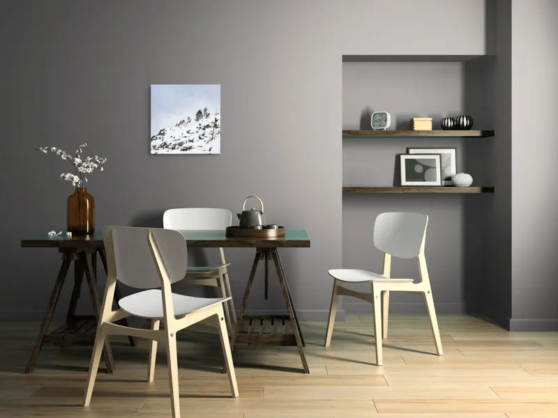 Tablou Canvas, "Pinii singuratici pe creasta înzăpezită", Zăpadă, Cer, Copaci, Stânci, Natură, Iarnă, Vânt, Deal, 50 x 50 cm – poza 8