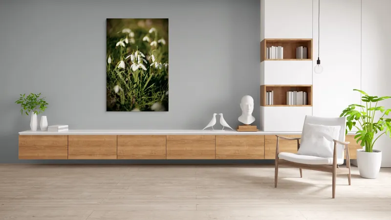 Tablou Canvas, "Vestitorii primăverii în lumina blândă", Flori, Gingășie, Primăvară, Alb, Natură, Verde, Delicatețe, Prospețime, Pădure, Răcoare, 100 x 150 cm – poza 8