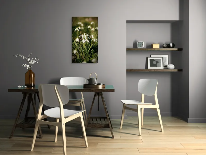 Tablou Canvas, "Vestitorii primăverii în lumina blândă", Flori, Gingășie, Primăvară, Alb, Natură, Verde, Delicatețe, Prospețime, Pădure, Răcoare, 50 x 90 cm – poza 4