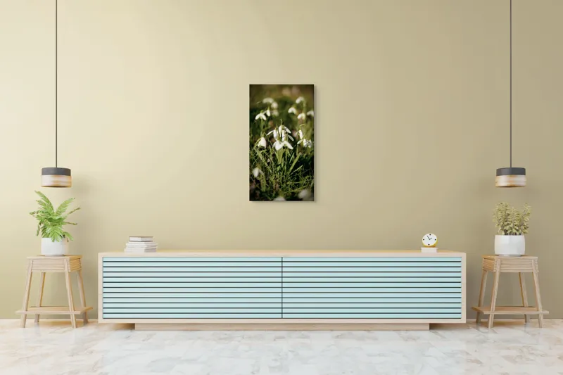 Tablou Canvas, "Vestitorii primăverii în lumina blândă", Flori, Gingășie, Primăvară, Alb, Natură, Verde, Delicatețe, Prospețime, Pădure, Răcoare, 50 x 90 cm – poza 6