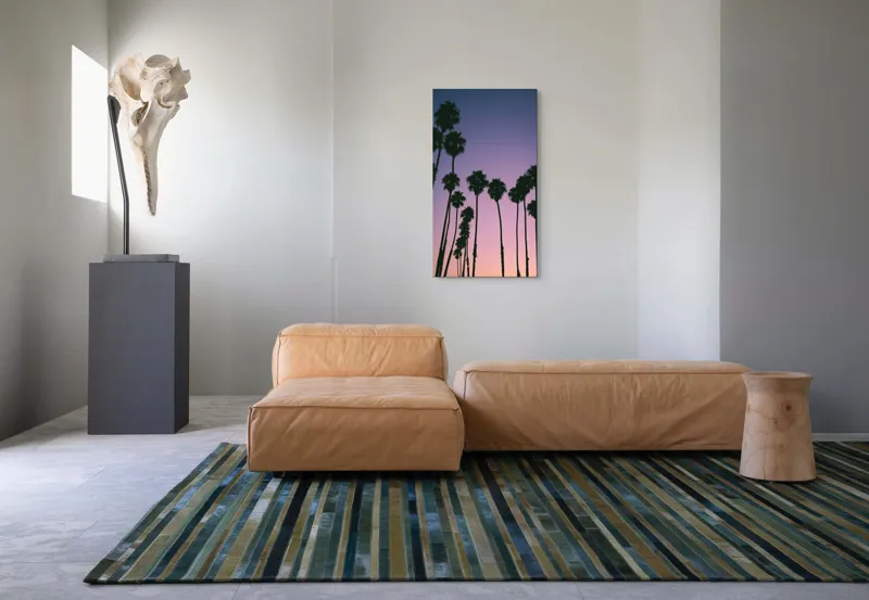 Tablou Canvas, "Apus cu palmieri sub cer radiant", Palmieri, Apus, Cer, Siluete, Violete, Tufele, Tropical, Calatorie, Peisaj, Relaxare, 50 x 90 cm – poza 5