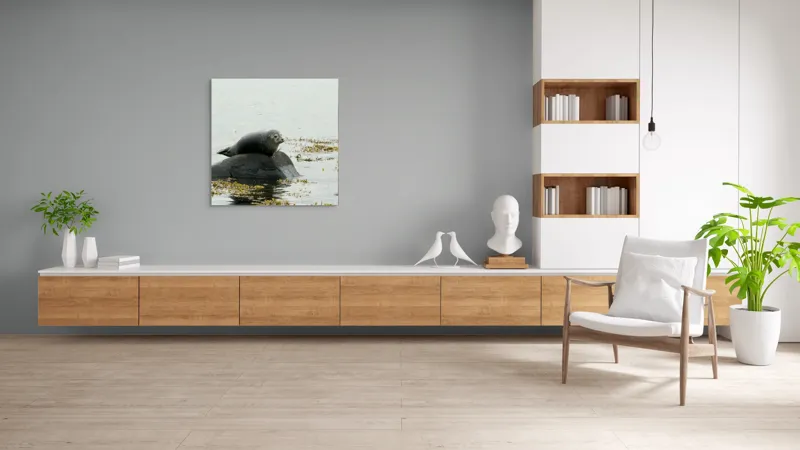 Tablou Canvas, "Foca odihnindu-se pe stâncă мокрая", Focă, Piatră, Apă, Alge, Cer, Ocean, Natură, Relaxează, Observă, Odihnă, 100 x 100 cm – poza 8