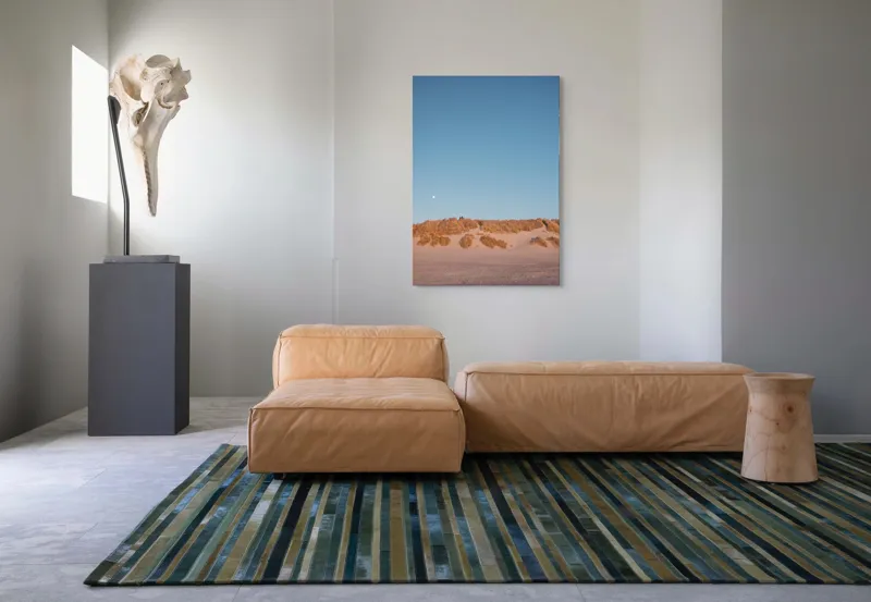 Tablou Canvas, "Dune de nisip sub clar de lună", Lună, Dune, Cer, Nisip, Orizont, Vegetație, Apus, Tranquilitate, 70 x 100 cm – poza 7