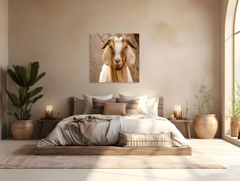 Tablou Canvas, "Capra în pădurea de toamnă liniștită", Nu știu cine este în imagine., 100 x 100 cm – poza 4