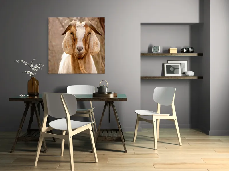 Tablou Canvas, "Capra în pădurea de toamnă liniștită", Nu știu cine este în imagine., 100 x 100 cm – poza 6