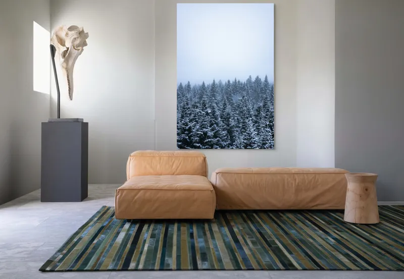 Tablou Canvas, "Iarna liniștită în pădurea de brazi", Copaci, Zăpadă, Ceață, Frig, Natură, Iarnă, Calm, Serenitate, 100 x 150 cm – poza 7