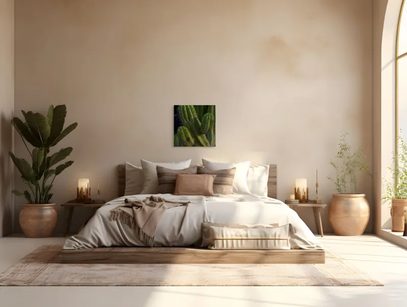 Tablou Canvas, "Cactusul străjer al deșertului verde", Verde, Cactus, Spini, Natură, Textură, 50 x 50 cm – poza 5