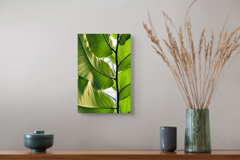 Tablou Canvas, "Frumusețea verde a naturii tropicale", Verde, Frunzos, Natură, Lumină, Umbre, Detalii, Textură, Vibrant, Frumusețe, Vegetație, 26 x 39 cm – poza 5