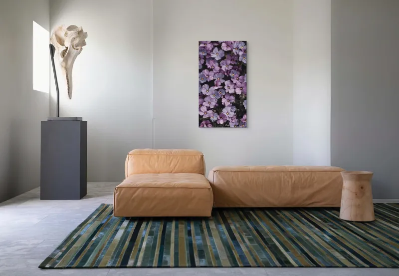 Tablou Canvas, "Misterul florilor violet în floriere", Flori, Violet, Petale, Natură, Primăvară, Delicat, Frumusețe, Abundență, Textură, Culoare, 50 x 90 cm – poza 5