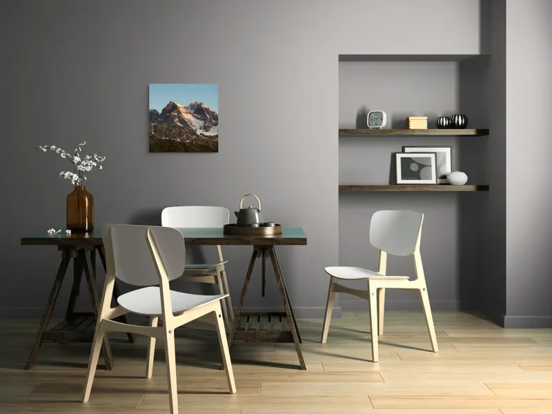 Tablou Canvas, "Splendoare montană în lumina apusului", Măreție, Granit, Alpi, Apex, Zăpadă, Apus, Liniște, Vârfuri, Natură, Tranquilitate, 50 x 50 cm – poza 8