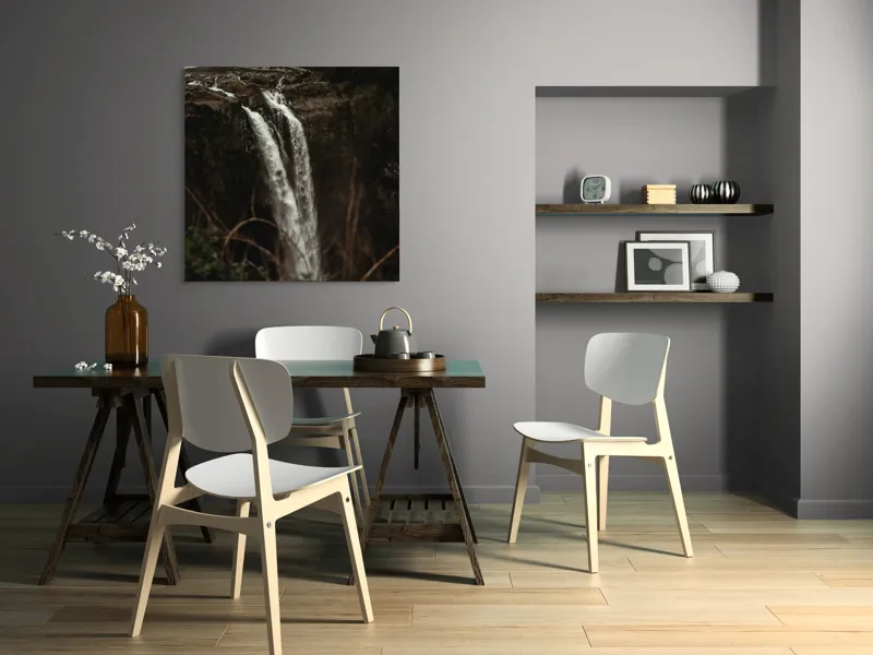 Tablou Canvas, "Căderea apei în inima pădurii", Cascadă, Natură, Stânci, Apă, Vărsare, Vegetație, Frumusețe, Peisaj, Spectacol, Splendoare, 100 x 100 cm – poza 6