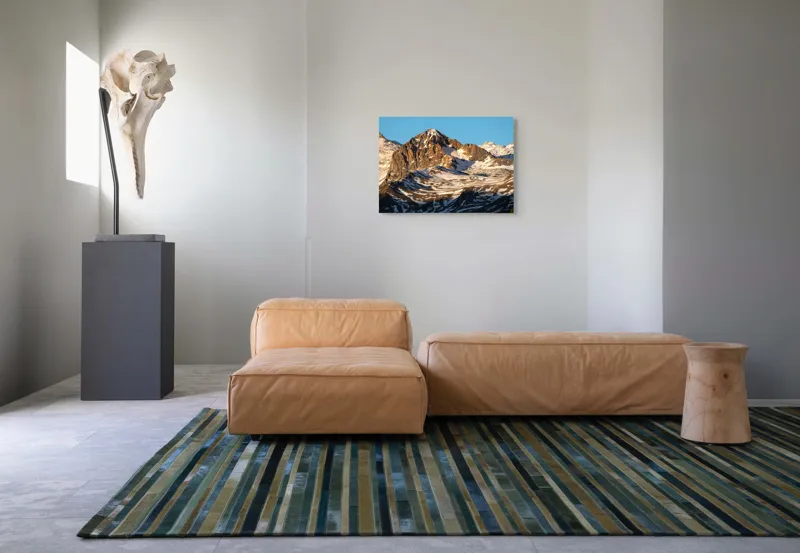 Tablou Canvas, "Pietrele aurii în lumina dimineții", Piatra, Munți, Zăpadă, Cer, Umbre, Vârfuri, Răsărit, Peisaj, 70 x 50 cm – poza 8