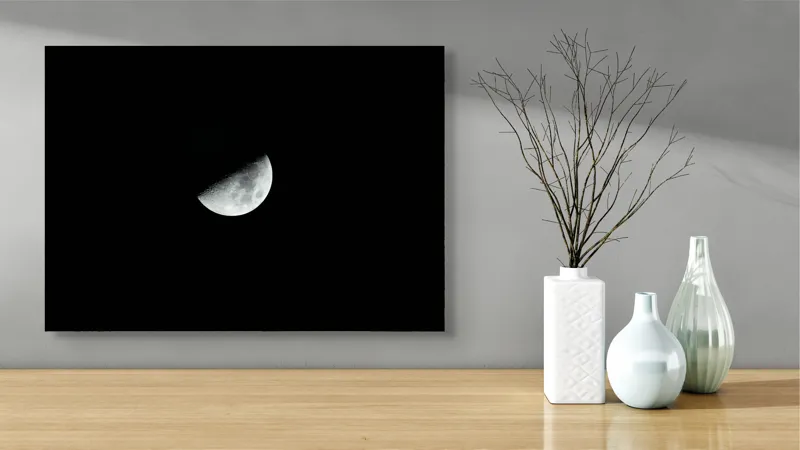 Tablou Canvas, "Strălucirea lunii în întuneric profund", Lună, Noapte, Umbre, Mister, Lumină, Cer, 70 x 50 cm – poza 3