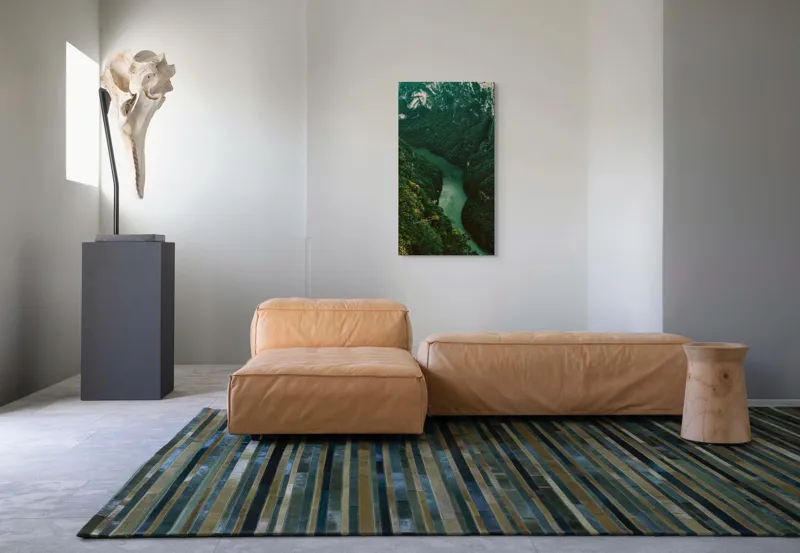 Tablou Canvas, "Cheile Sinuoase ale Pădurii Verde", Verdant, Stânci, Meandre, Verde, Râu, Pădure, Natură, 50 x 90 cm – poza 5