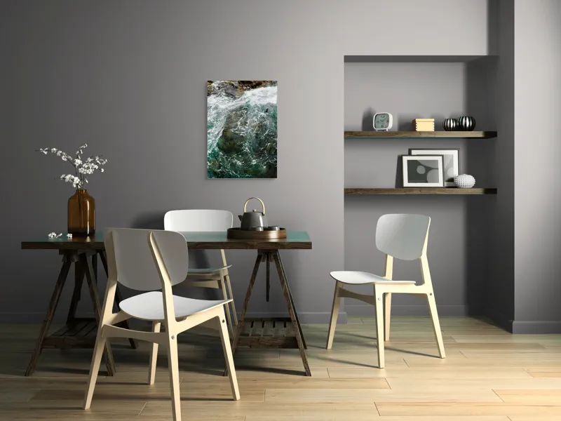 Tablou Canvas, "Freamătul apelor peste stânci", Vârtej, Spumă, Culoare, Natură, Energie, Transparență, Adâncime, Dinamism, Roci, Valuri, 50 x 70 cm – poza 5