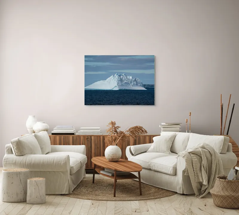 Tablou Canvas, "Misterul ghețarului plutitor înghețat", Gheață, Ocean, Cer, Albastru, Insulă, Natură, Nor, Rece, 100 x 70 cm – poza 3