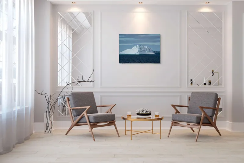 Tablou Canvas, "Misterul ghețarului plutitor înghețat", Gheață, Ocean, Cer, Albastru, Insulă, Natură, Nor, Rece, 100 x 70 cm – poza 5
