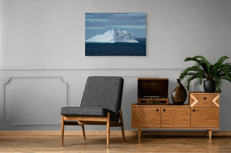 Tablou Canvas, "Misterul ghețarului plutitor înghețat", Gheață, Ocean, Cer, Albastru, Insulă, Natură, Nor, Rece, 100 x 70 cm – poza 8