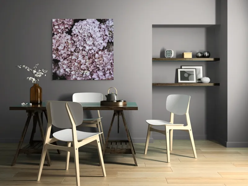 Tablou Canvas, "Delicatețe de hortensii rozalie înflorite", Flori, Hortensii, Roz, Delicat, Abundență, Natură, Textură, Petale, Frumusețe, Pastel, 100 x 100 cm – poza 6