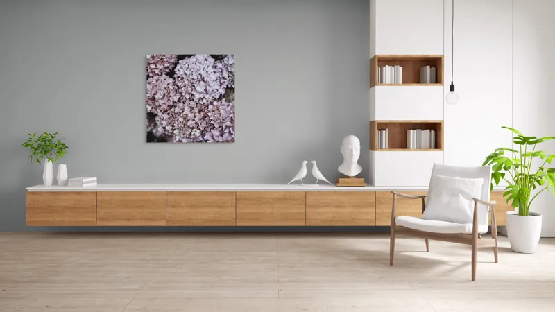 Tablou Canvas, "Delicatețe de hortensii rozalie înflorite", Flori, Hortensii, Roz, Delicat, Abundență, Natură, Textură, Petale, Frumusețe, Pastel, 100 x 100 cm – poza 8