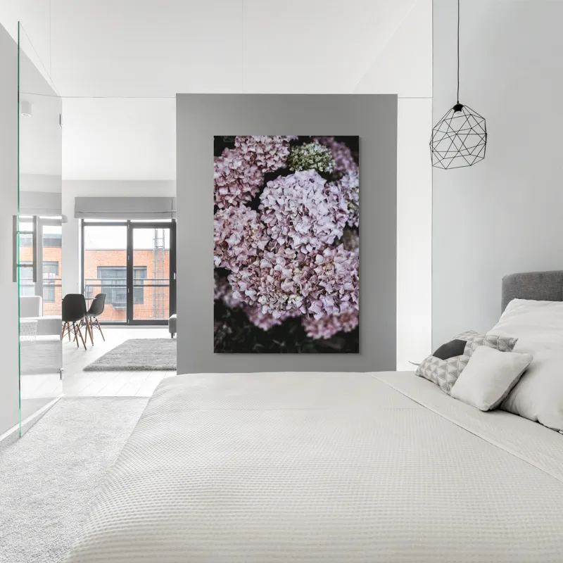 Tablou Canvas, "Delicatețe de hortensii rozalie înflorite", Flori, Hortensii, Roz, Delicat, Abundență, Natură, Textură, Petale, Frumusețe, Pastel, 100 x 150 cm – poza 5