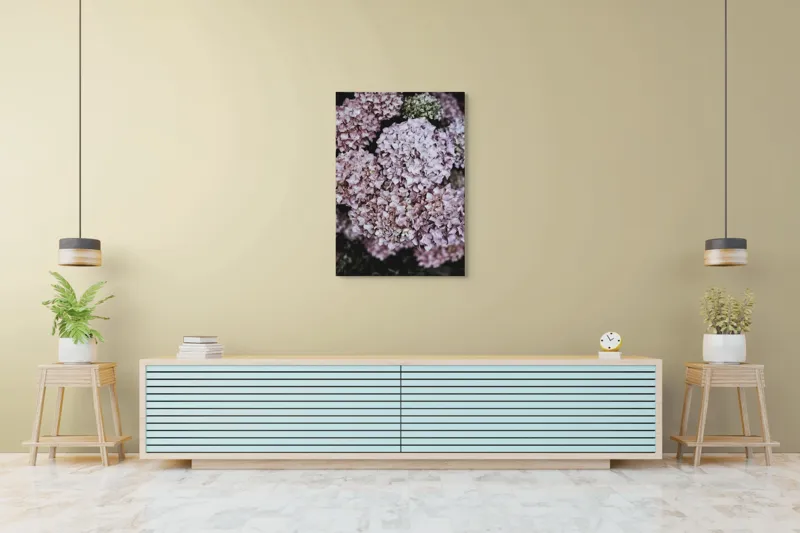 Tablou Canvas, "Delicatețe de hortensii rozalie înflorite", Flori, Hortensii, Roz, Delicat, Abundență, Natură, Textură, Petale, Frumusețe, Pastel, 70 x 100 cm – poza 5