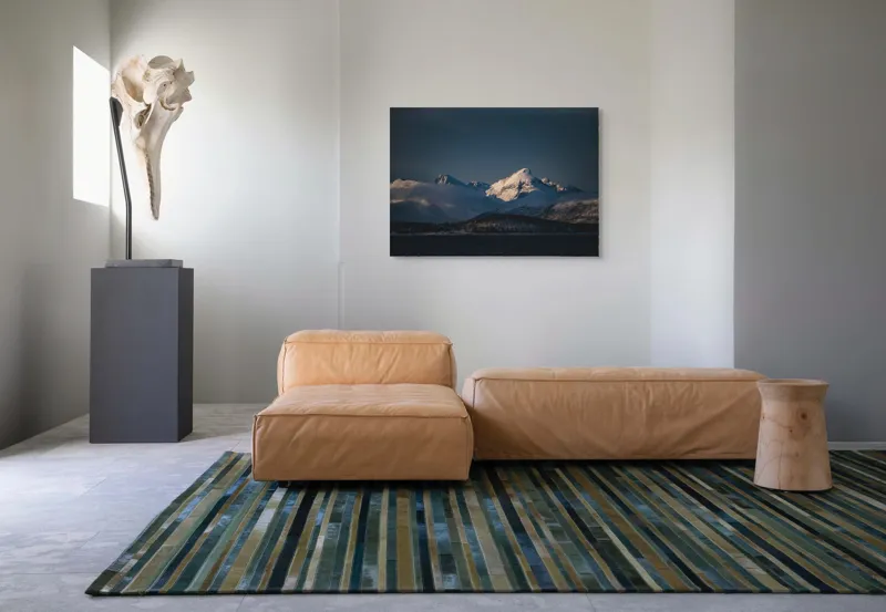 Tablou Canvas, "Lumina dimineții peste munții înzăpeziți", Munți, Zăpadă, Umbre, Cer, Peisaj, Înserare, Natură, Linii, Contrast, Frig, 100 x 70 cm – poza 7