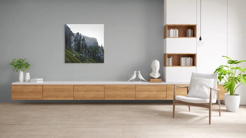 Tablou Canvas, "Culmile stâncoase ale dimineții misterioase", Pietre, Stânci, Verdeață, Păsări, Cer, Abis, Natură, Înălțimi, 100 x 100 cm – poza 8